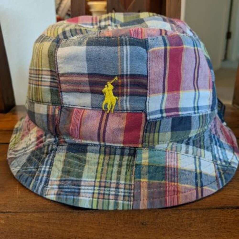 Polo by Ralph Lauren Reversible Bucket Hat in Solid & Patchwork Plaid